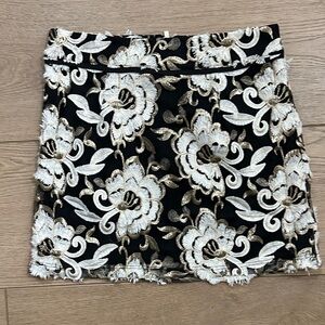 Forever 21 Black and Gold Floral Mini Skirt